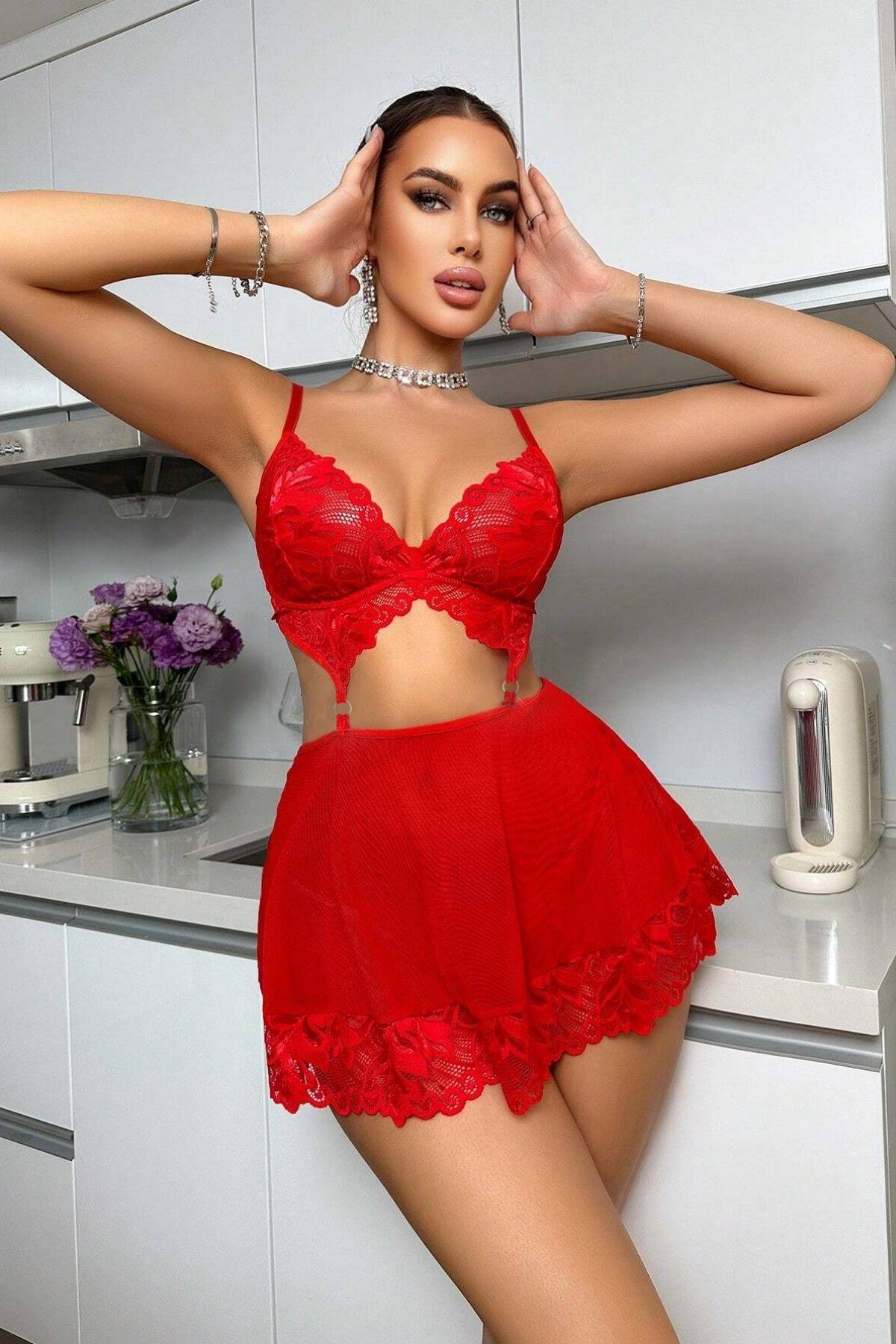 Bella Notte Kırmızı  Valentine’s Tasarım Gecelik 18511